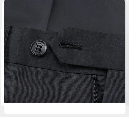 Eleganter Herrenanzug aus 30% Wolle: Schwarzer Slim Fit Ein-Knopf-Blazer für Hochzeiten und Feiern