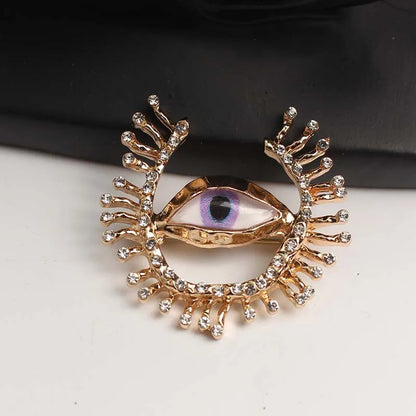 Brosche Emaille Kristall Auge Anhänger Perle Palast Vintage Unisex