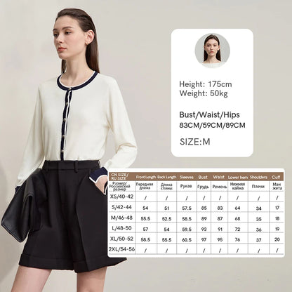 Damen-Strickjacke Rundhals Patchwork gerade elegant vielseitig Herbst