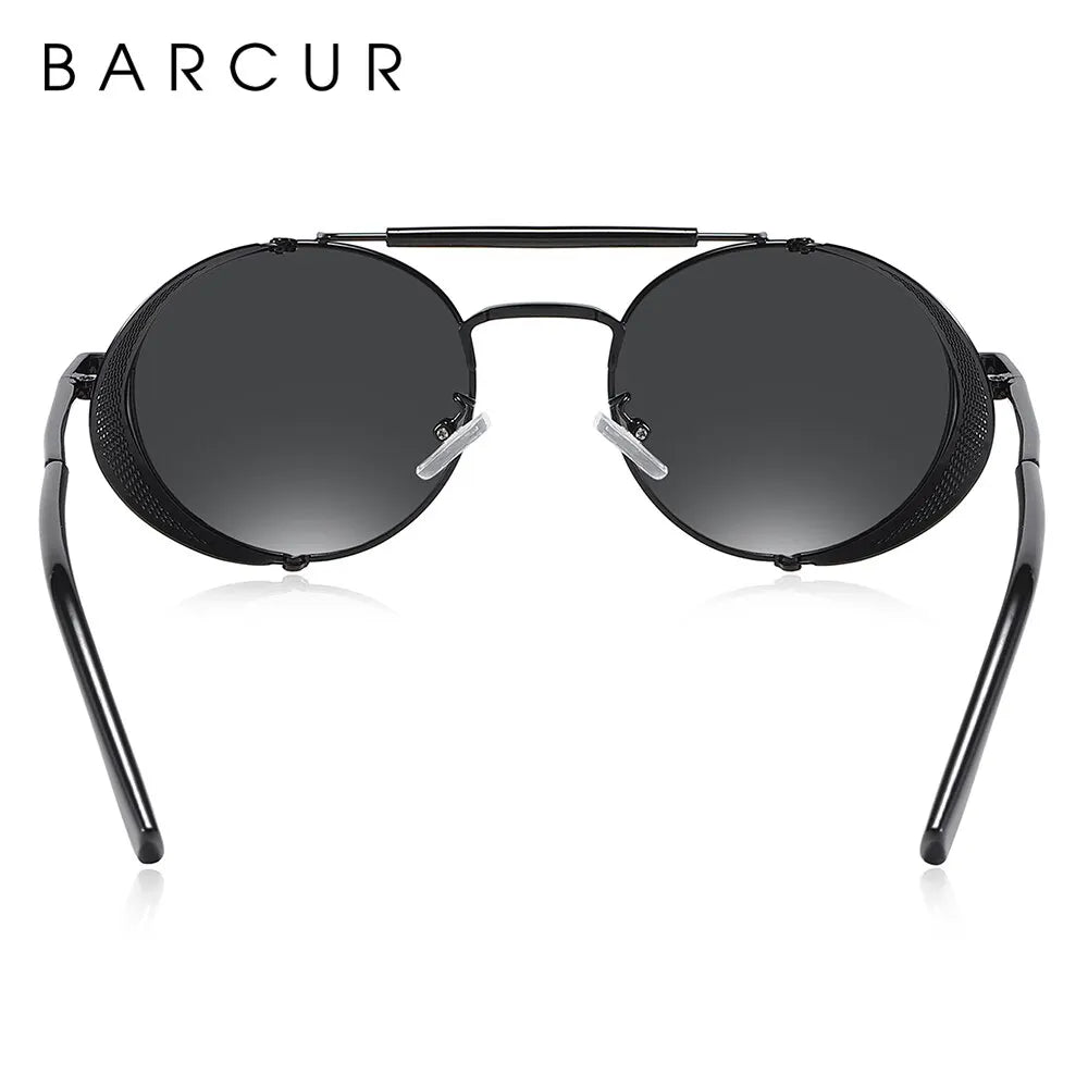 Sonnenbrille Steampunk rund Retro polarisiert Vintage Herren Damen B