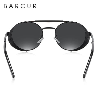 Sonnenbrille Steampunk rund Retro polarisiert Vintage Herren Damen B