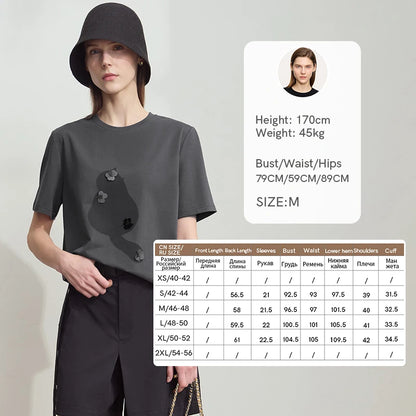 Damen T-Shirt im College-Stil aus leicht elastischem Lyocell mit minimalistischen Druck