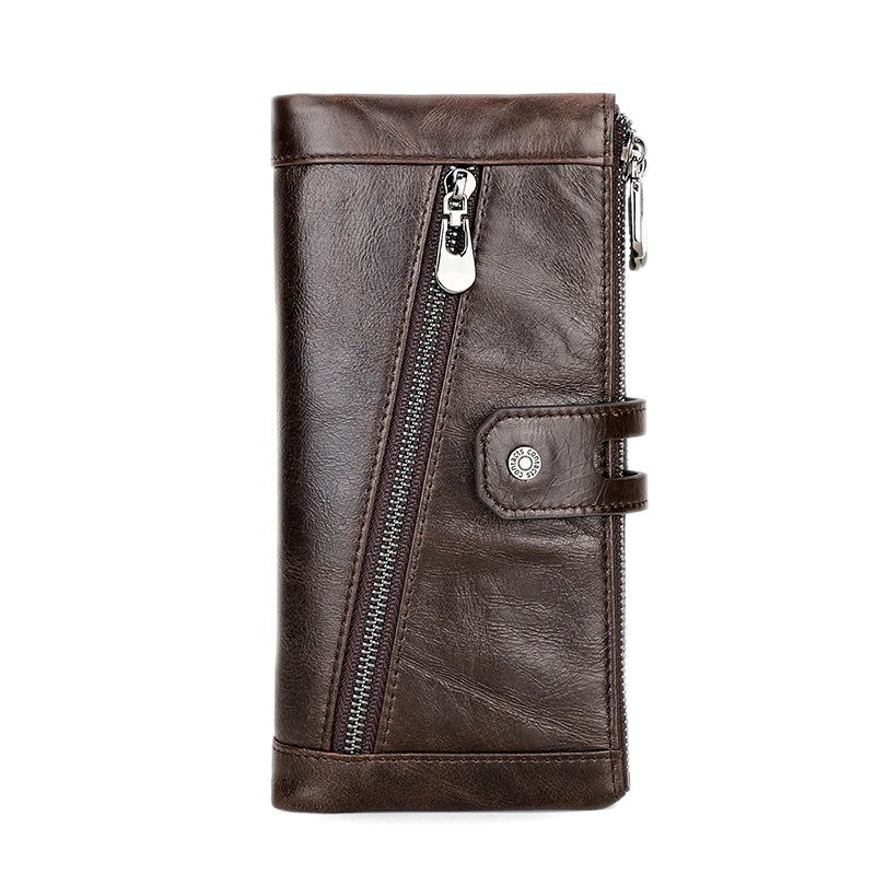 Damen Echtleder Lange Geldbörse Vintage Clutch Reißverschluss Handytasche Kartenhalter