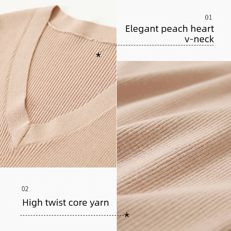 Damen V-Ausschnitt Pullover Viskose Halbarm Slim Büro Sommer