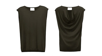 Damen-Rundhalspullover ärmellos Drapierung Cut-Out Lyocell Sommer