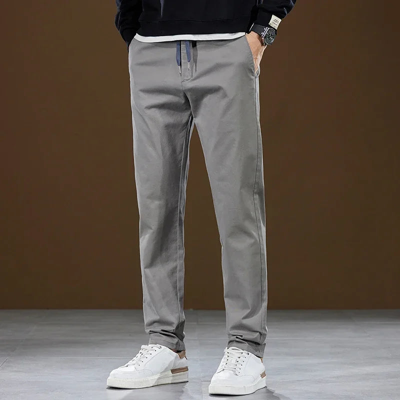 Herren Hose aus Baumwolle im Casual-Stil mit gerader Passform und Taschen