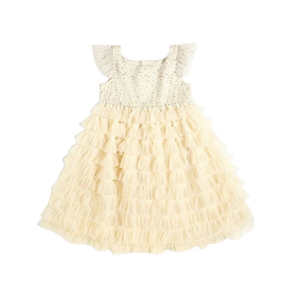 Ärmelloses Sommer-Prinzessinnenkleid für Mädchen mit Pailletten und Tüll – ideal als Blumenmädchenkleid