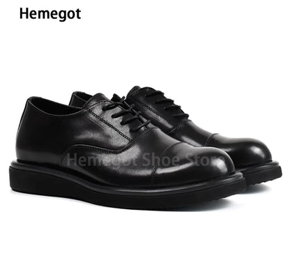 Herren-Schnürschuhe aus Leder in Schwarz/Kaffee – elegant & strapazierfähig