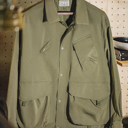 Herren Jacke Urban Outdoor Große Taschen Grüne Lässige Revers Jacke