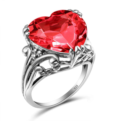 Damen-Ring aus 925-Silber mit Herzform und Mystic-Topas Regenbogenfarben für Alltag und festliche Anlässe