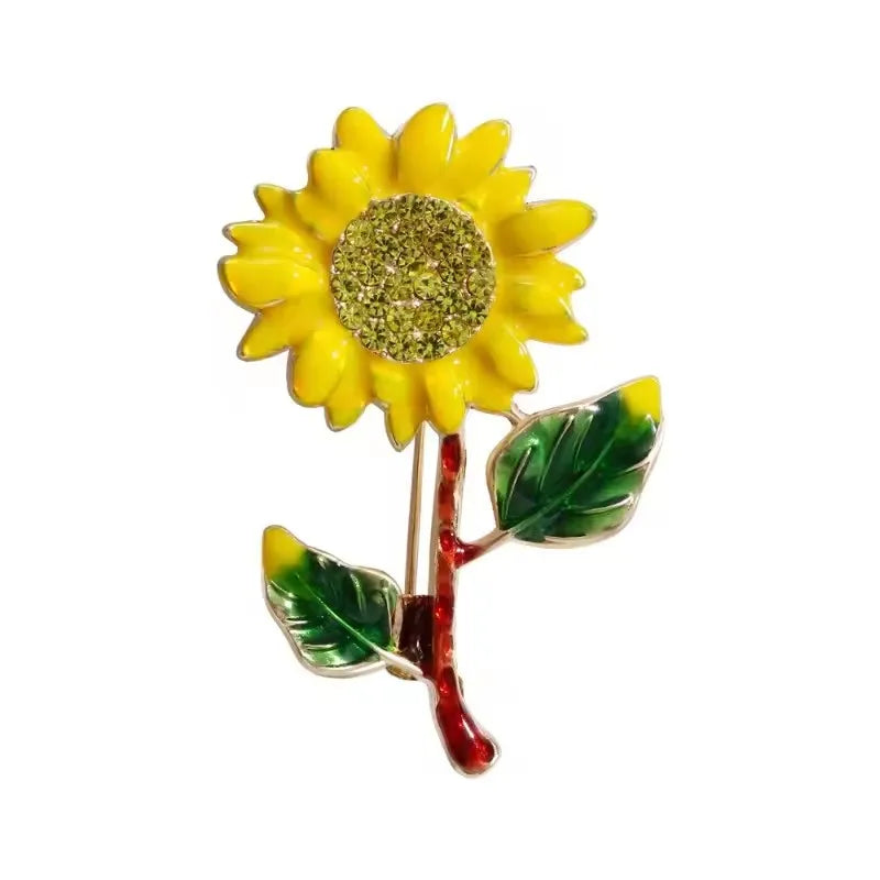 Brosche Blume Emaille Strass Anstecknadel vielseitig Damen