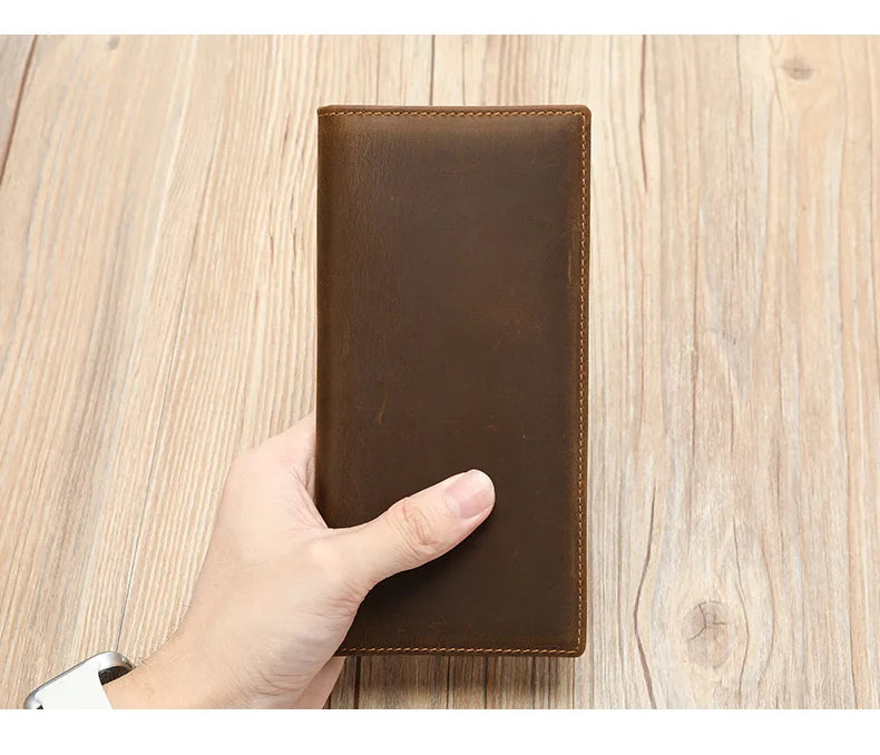 Unisex Geldbörse Clutch Mit RFID-Schutz Und Mehrfachen Kartenfächern Aus Echtem Leder Mit Telefonfach