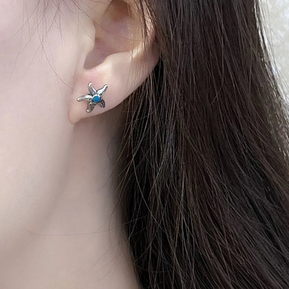 Damen-Ohrstecker Seestern blau trendig aus Sterlingsilber