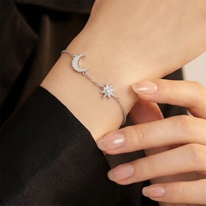 Damen-Ring Mond und Stern mit Moissanit