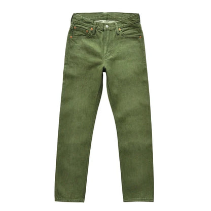 Herren Jeans in Vulkanisiertem Olivgrün mit Slim Fit und Reißverschluss