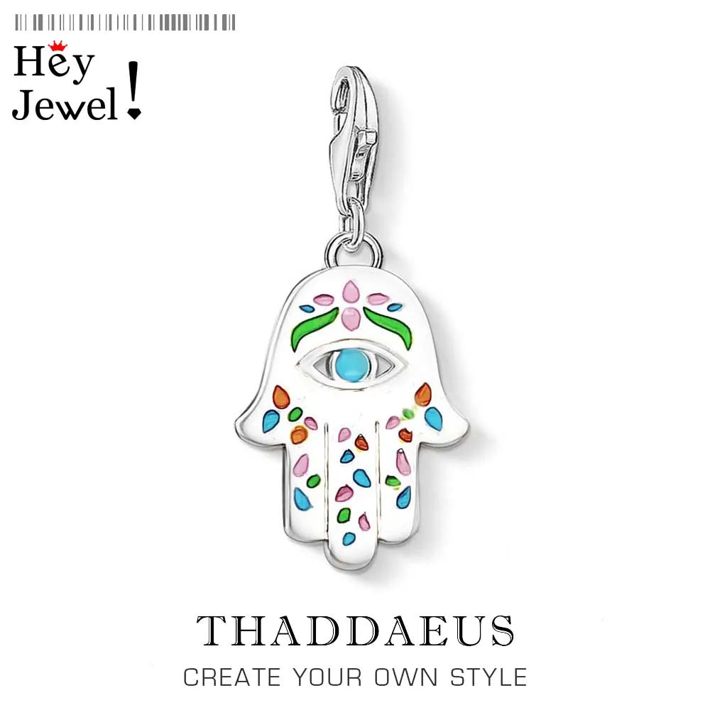 Damen-Charm-Anhänger mexikanische Hand Fatima Hamsa aus Sterlingsilber