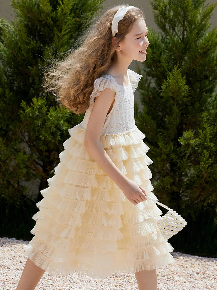 Ärmelloses Sommer-Prinzessinnenkleid für Mädchen mit Pailletten und Tüll – ideal als Blumenmädchenkleid