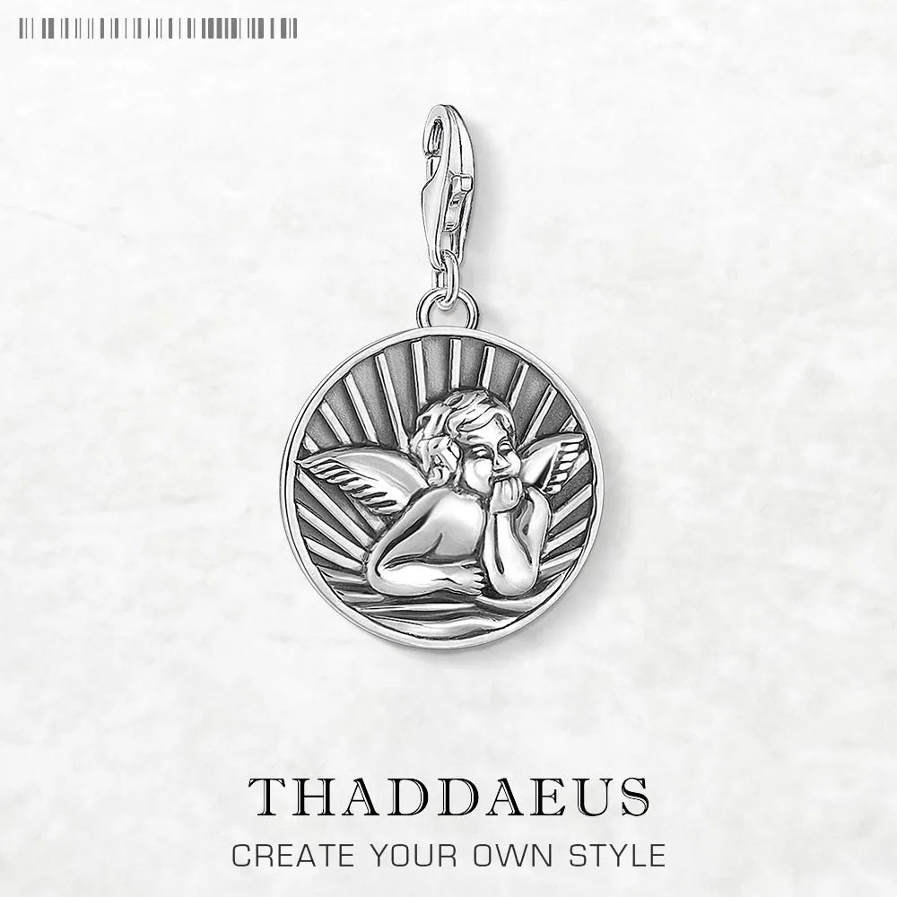 Damen-Charm-Anhänger Schutzengel Scheibe Disc aus Sterlingsilber