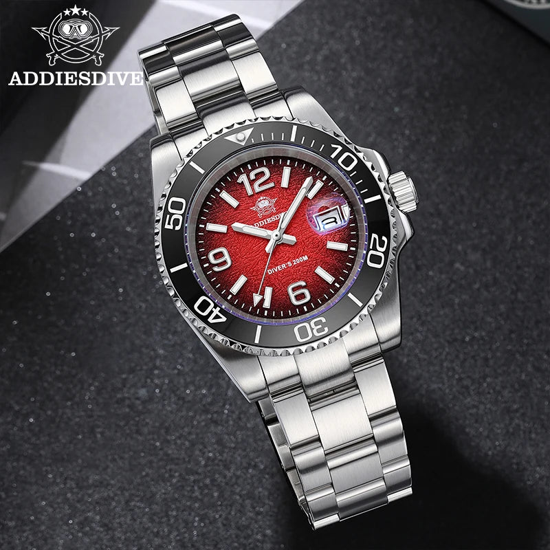 Herren-Taucheruhr 41 mm mit 316L-Stahl und 200 m Tiefe