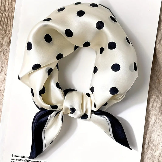 Damen Seidenschal gepunktet quadratisch Kopftuch Hijab Bandana Pashmina C