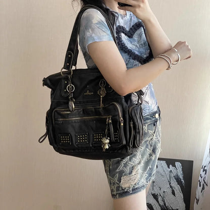 Damen-Handtasche Vintage-Stil aus Soft-PU Bronzefarben Große Tote-Tasche Schulter- und Umhängetasche