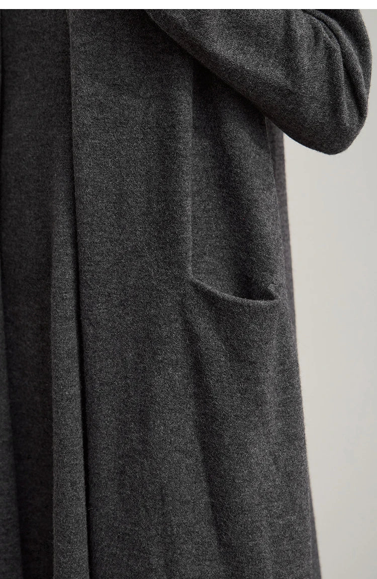 Damen-Strickjacke lang locker Raglan Wolle-Mix Herbst-Winter