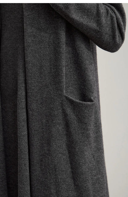 Damen-Strickjacke lang locker Raglan Wolle-Mix Herbst-Winter