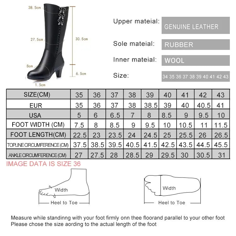 AIYUQI Women High Boots Shiny 2025 New Genuine Leather Wool Warm Women Winter Boots High Heel Fashion Office Boots Women