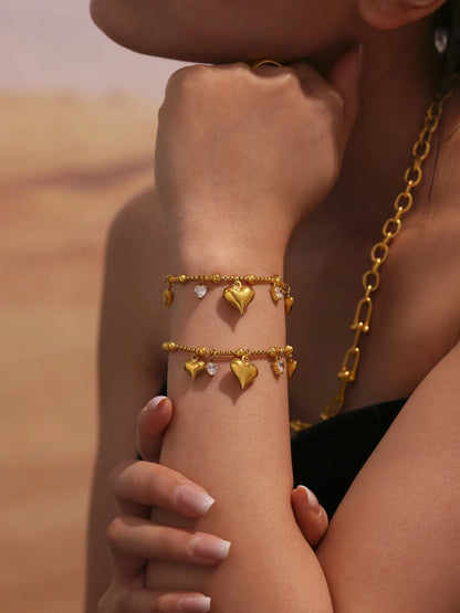 Damen-Armband mit Herz-Zirkonia aus Edelstahl