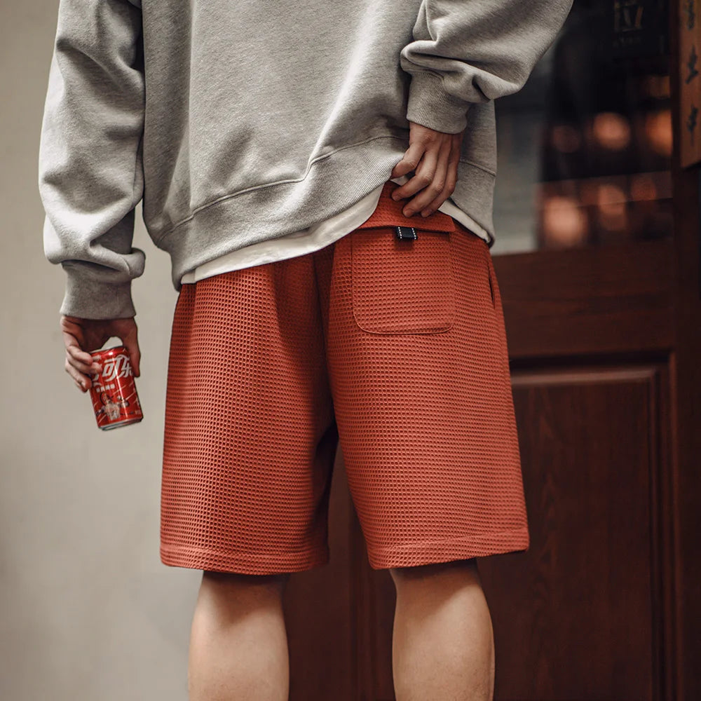 Herren Basketball-Shorts aus Waffelstoff mit elastischer Taille für den Sommer