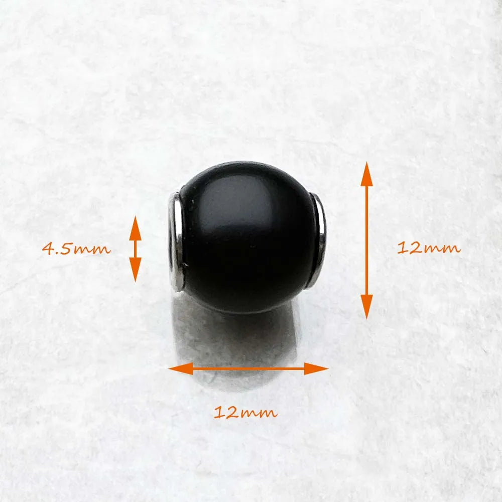 Schwarzer Kugel-Charms mit 925er Sterlingsilber-Fassung, Maße ca. 12 mm