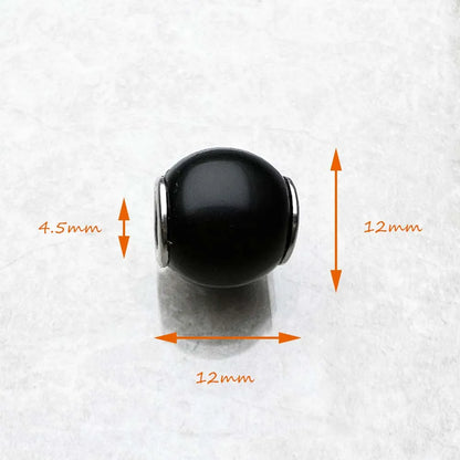 Schwarzer Kugel-Charms mit 925er Sterlingsilber-Fassung, Maße ca. 12 mm