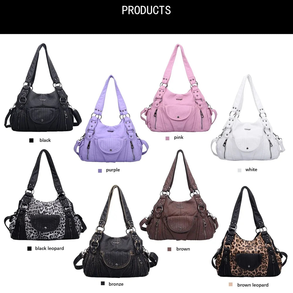 Damen-Hobo-Tasche aus Vintage-Leder mit verstellbarem Tragegurt und Mehrfachtaschen