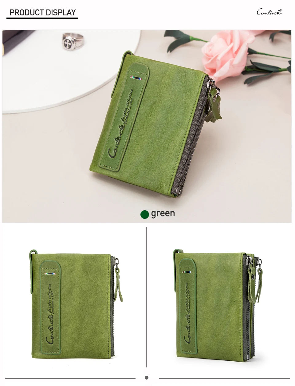 Damen Echtleder Geldbörse Bifold Vintage Portemonnaie Kartenhalter Münzbörse Geldclip