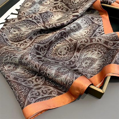 Damen Seidenschal quadratisch Halstuch Bandana Hijab Pashmina Stirnband D