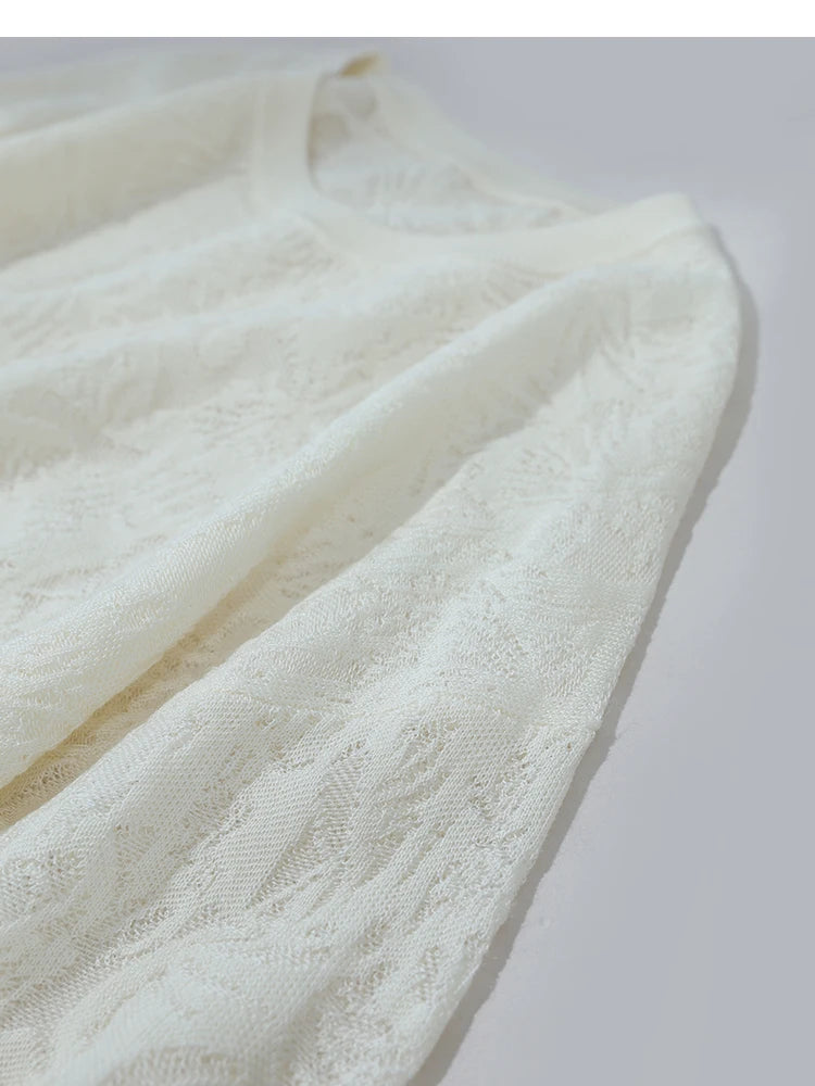 Damen-Rundhalspullover Jacquard Raglan locker lang Lyocell Frühling