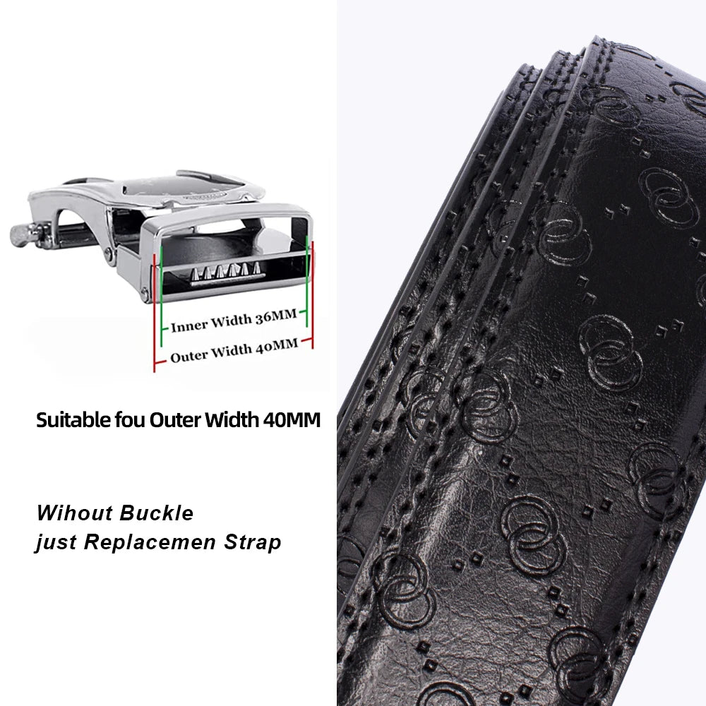 Herren Leder-Gürtelriemen ohne Schnalle 3,5 cm Rindsleder Casual Business