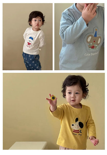 Mädchen T-Shirt im koreanischen Stil mit niedlichem Cartoon-Hundedesign