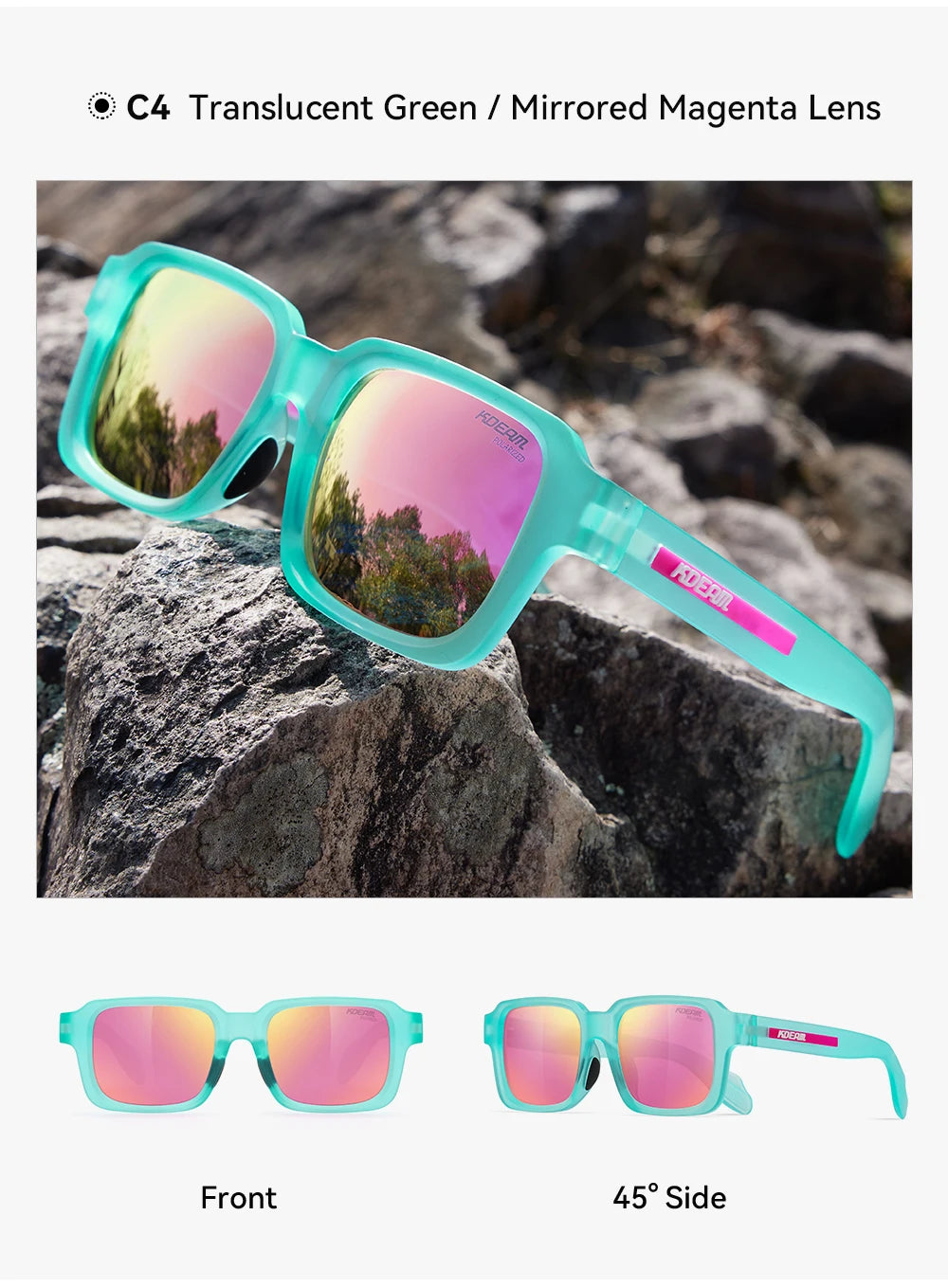 Sonnenbrille quadratisch polarisiert Vintage Bergsteigen Reißverschlussetui Herren