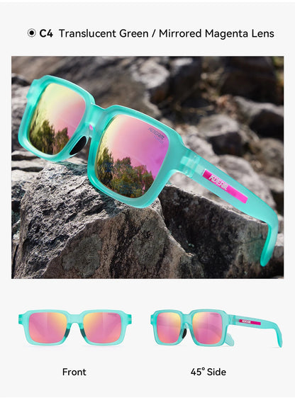 Sonnenbrille quadratisch polarisiert Vintage Bergsteigen Reißverschlussetui Herren