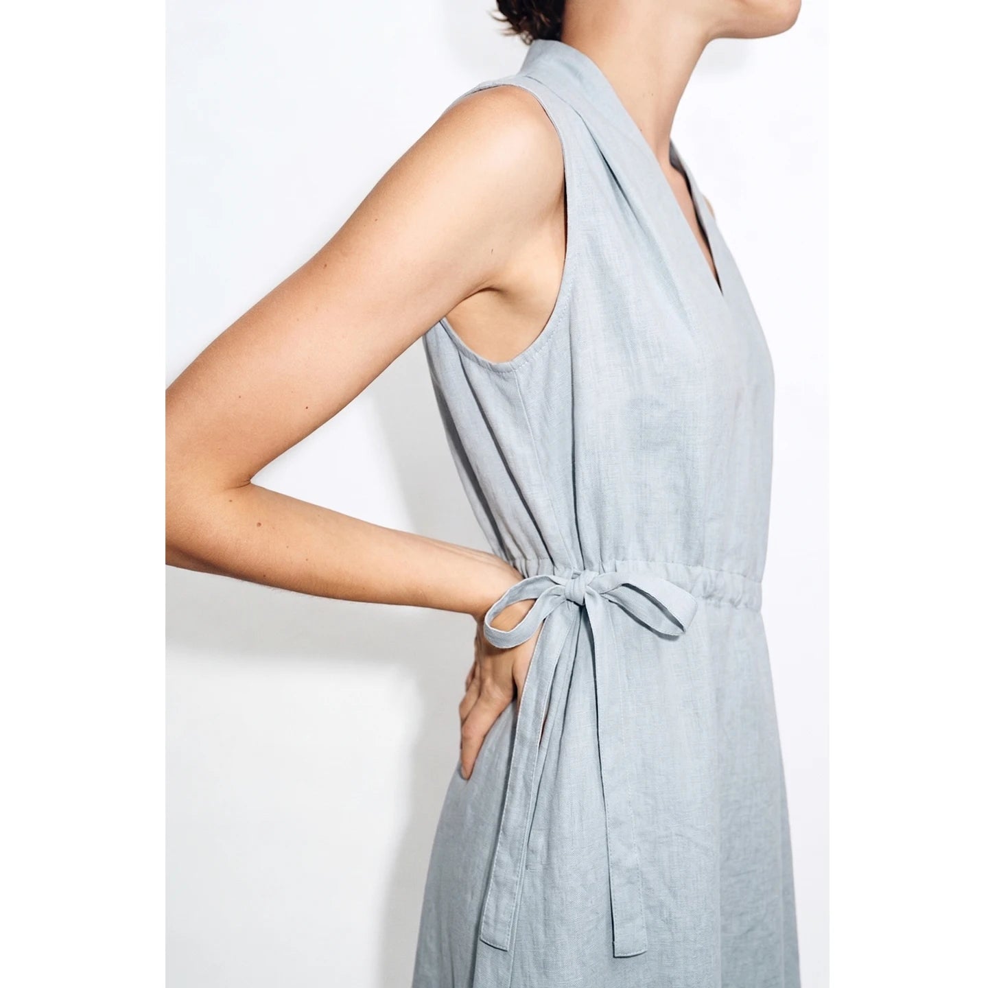 Elegantes Ärmelloses Sommerkleid Für Damen Mit Kordelzug