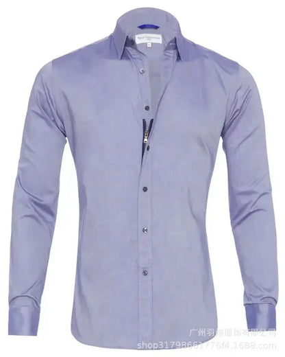 Herren Slim Fit Langarmshirt mit Vier-Wege-Stretch, bügelfrei und knitterarm in seidiger Optik – einfarbig.