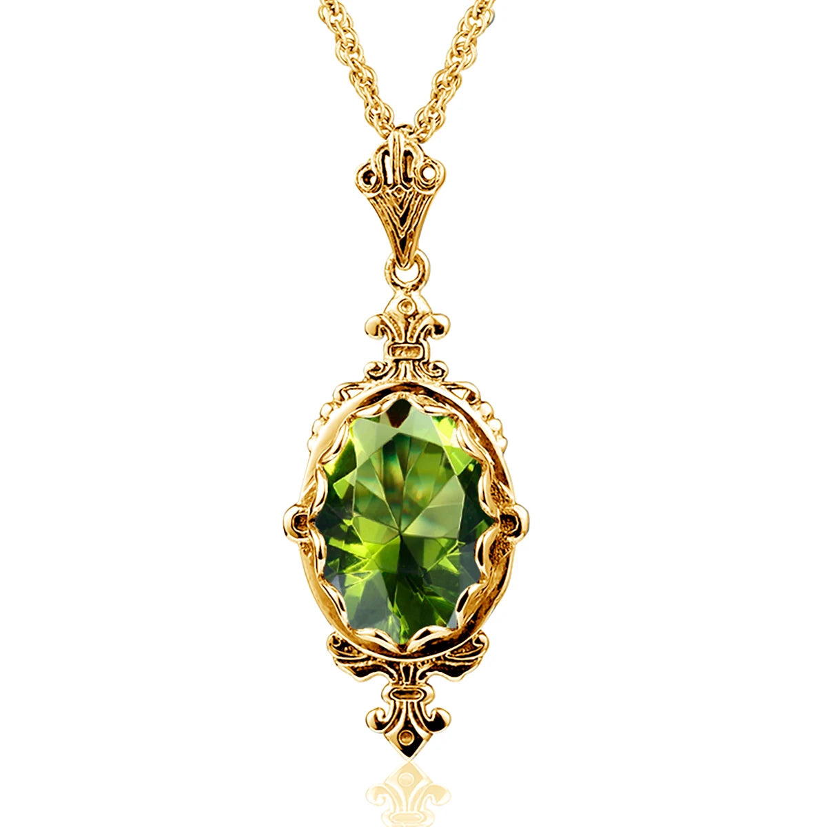 Damen-Ovaler Peridot-Anhänger aus Silber 925 im Boho-Stil für Alltag und festliche Anlässe