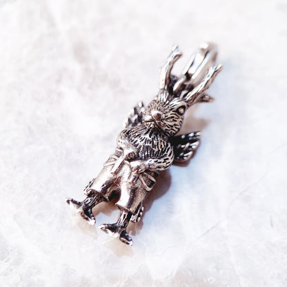 Damen-Charm-Anhänger seltsames Kaninchen Punk aus Sterlingsilber