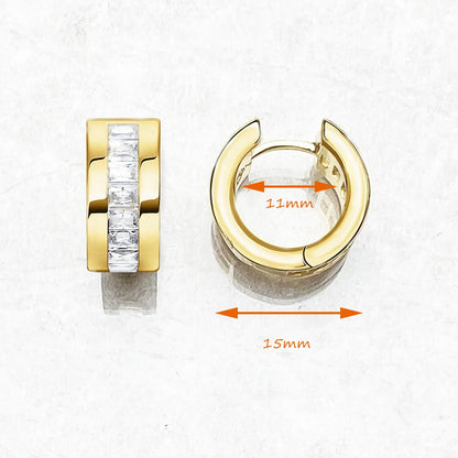 Damen-Creolen golden weißer Stein Scharnier elegant aus Sterlingsilber