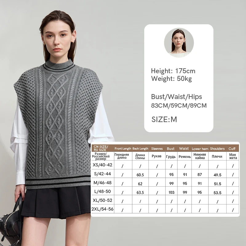 Damen-Halbrollkragen-Pullover ärmellos Weste Wolle-Mix Herbst