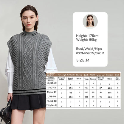 Damen-Halbrollkragen-Pullover ärmellos Weste Wolle-Mix Herbst
