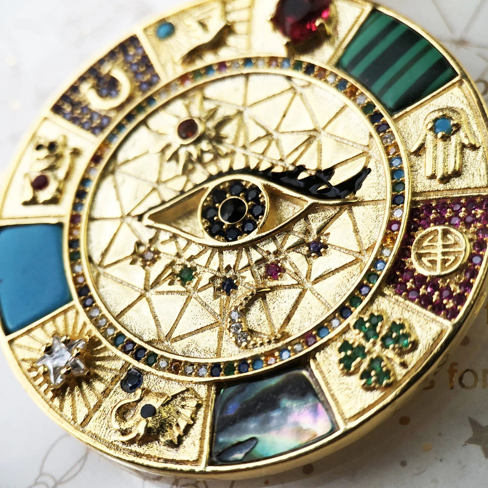 Damen-Charm-Anhänger Amulett magisch Natur Elemente aus Sterlingsilber