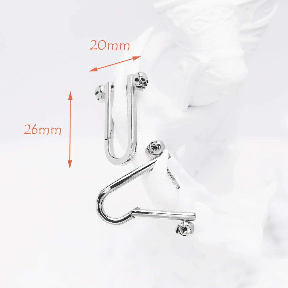 Damen-Creolen Totenkopf Punk aus Sterlingsilber