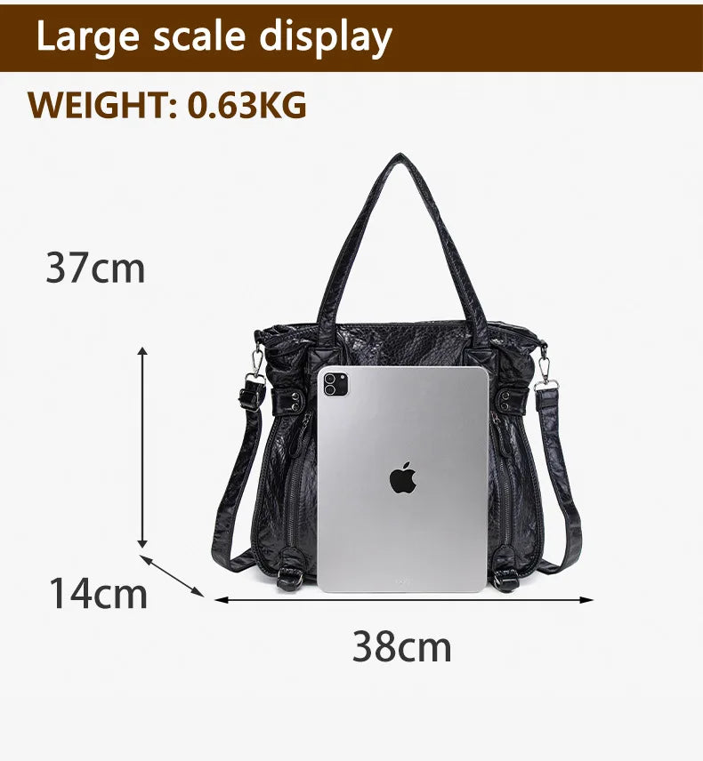 Damen-Handtasche aus weichem Leder mit Mehrfachfächern Große Umhängetasche mit Top-Griff